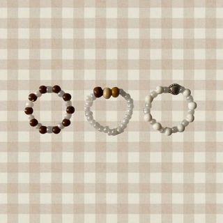 rilakkuma brown beaded rings