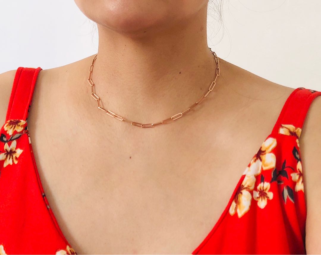 Rose gold 18k paperclip necklace 