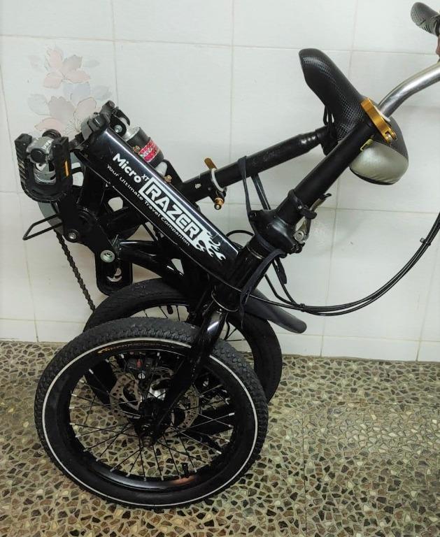 Stylish Micro XT Razer Foldable Bicycle, Versatile Black Foldie, 7 ...