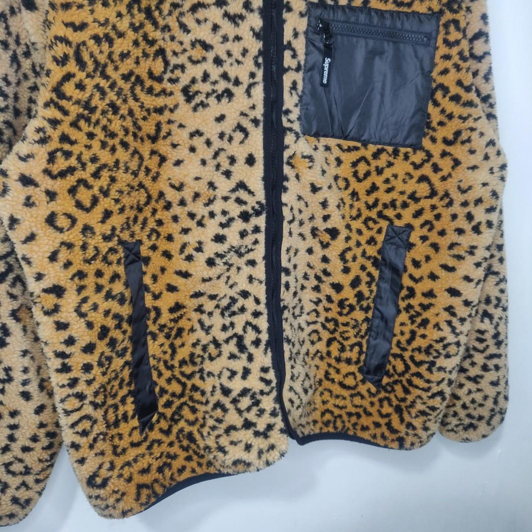 Supreme F W 17 Leopard Fleece Reversible Jacket Men s Fashion