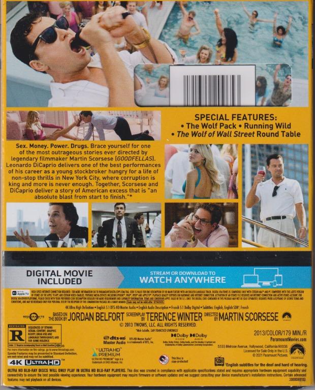 The Wolf of Wall Street 4K (Slipcover) Blu ray / Bluray, Hobbies & Toys ...