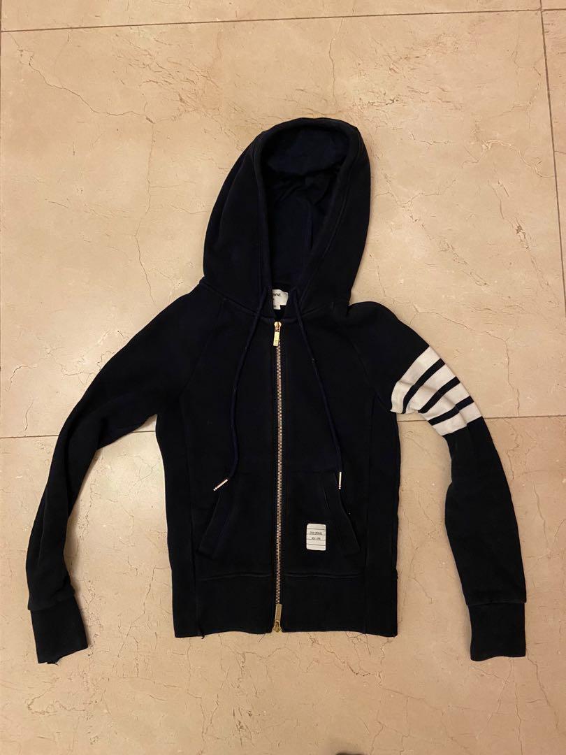 Thom browne hoodie zip up Navy Carousell