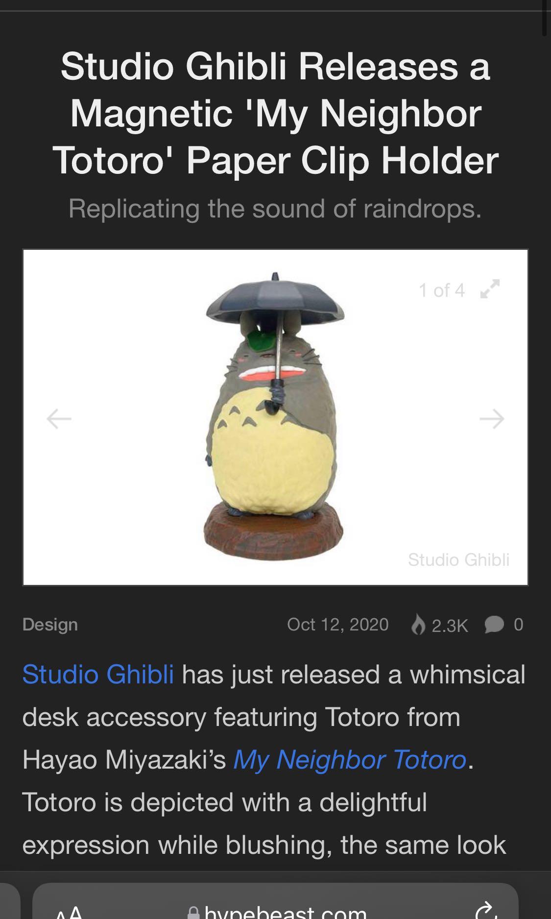 Totoro Paper Clip Holder (Studio Ghibli), 興趣及遊戲, 收藏品及紀念品, 明星周邊 Carousell