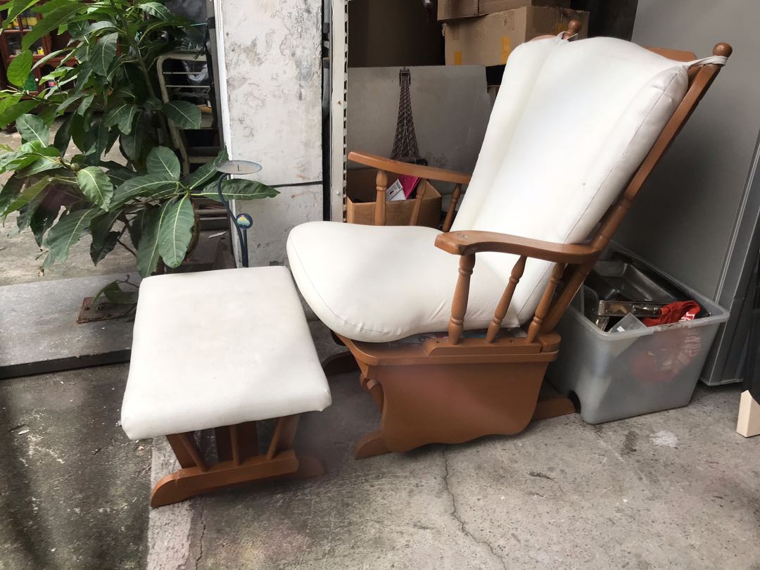 Used Rocking Chair with rocking Foot Stool, Furniture & Home Living