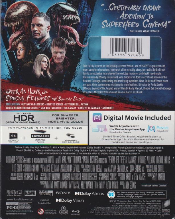 Venom Let There Be Carnage 4K Slipcover Blu ray Bluray