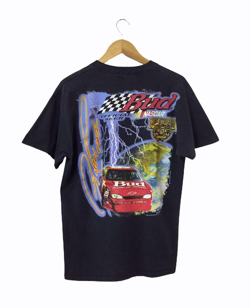 VINTAGE 90s NASCAR RACING BUD LIGHTNING THUNDER BUDWEISER VTG TSHIRT