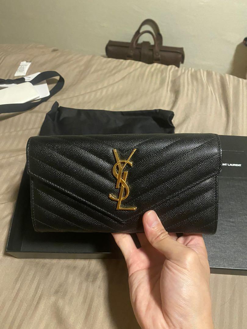 Monogram large flap wallet in grain de poudre embossed leather top