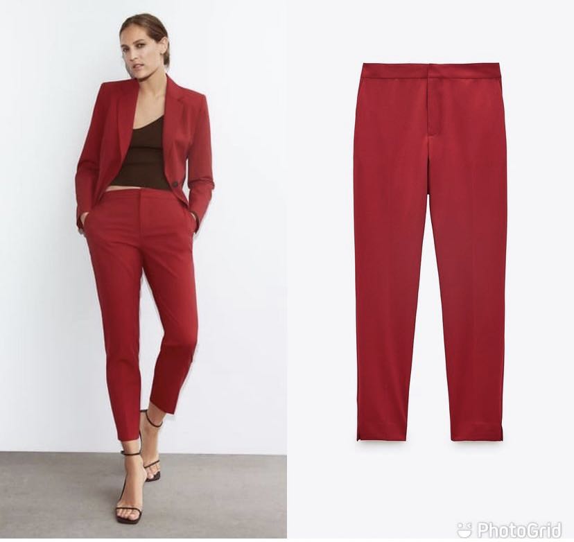 Zara Dark red trouser, Women's Fashion 