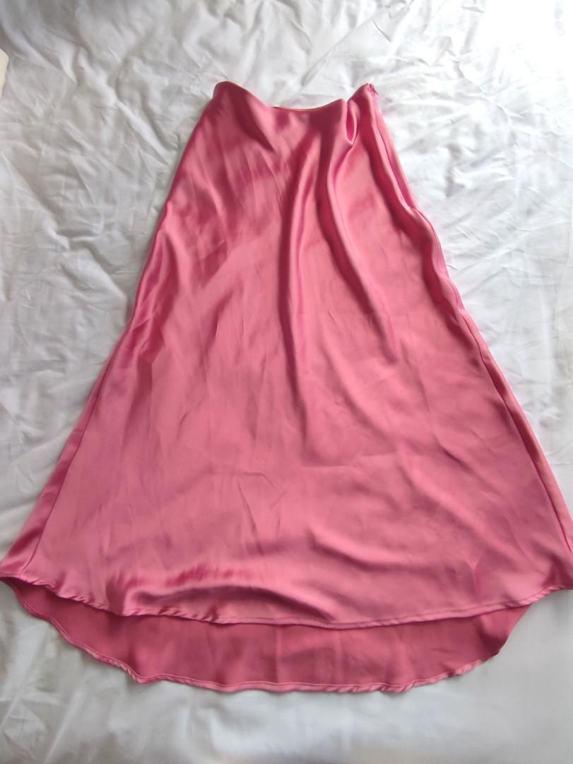 Zara pink satin skirt, Women's Fashion, Bottoms, Skirts on Carousell
