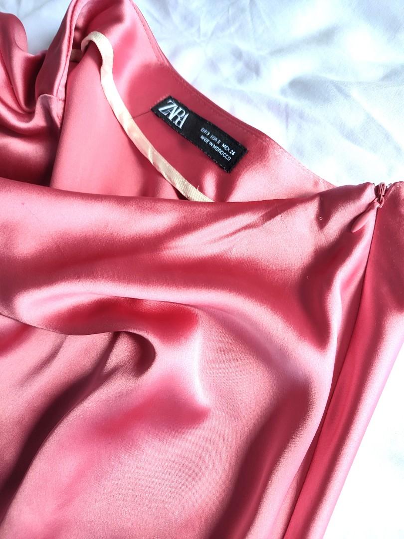 Zara pink satin skirt, Women's Fashion, Bottoms, Skirts on Carousell