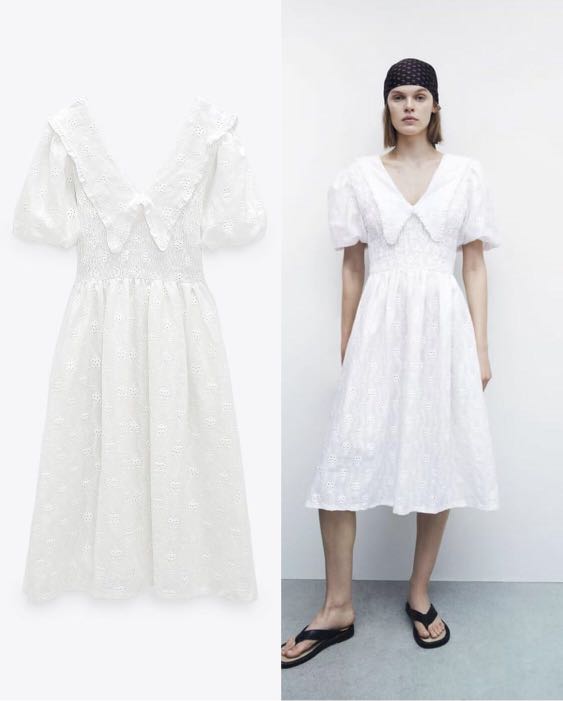 Zara white collared lace dress, Women's Fashion, Dresses & Sets ...