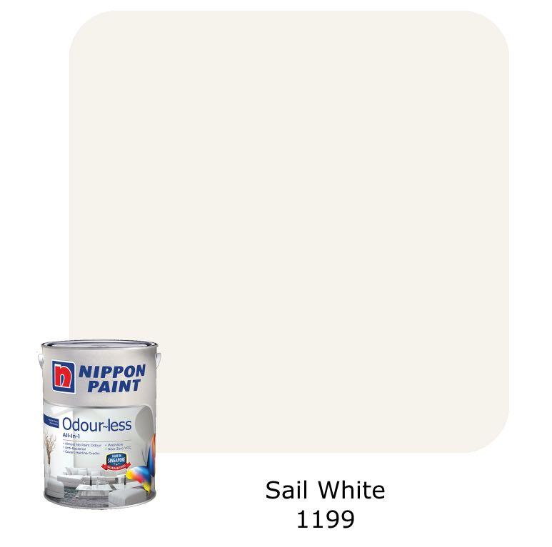 1L Nippon Paint Odourless Allin1 Sail White (1199), Furniture & Home