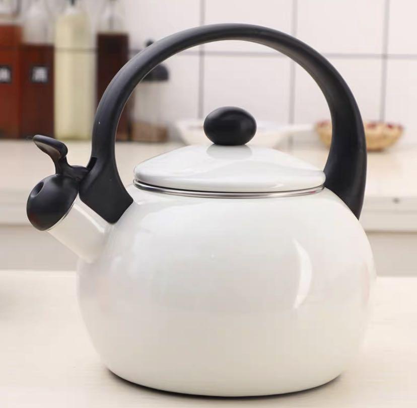 2.2 l white enamel whistling kettle Furniture Home Living Kitchenware Tableware Other Kitchenware Tableware on Carousell