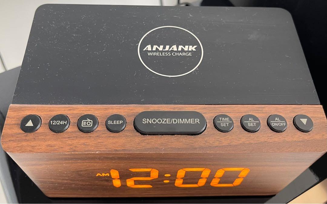 ANJANK Wooden Digital Alarm Clock FM Radio, Furniture & Home Living