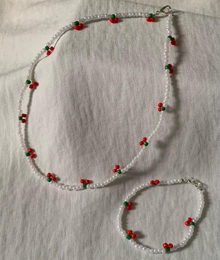 Cherry store bead necklace