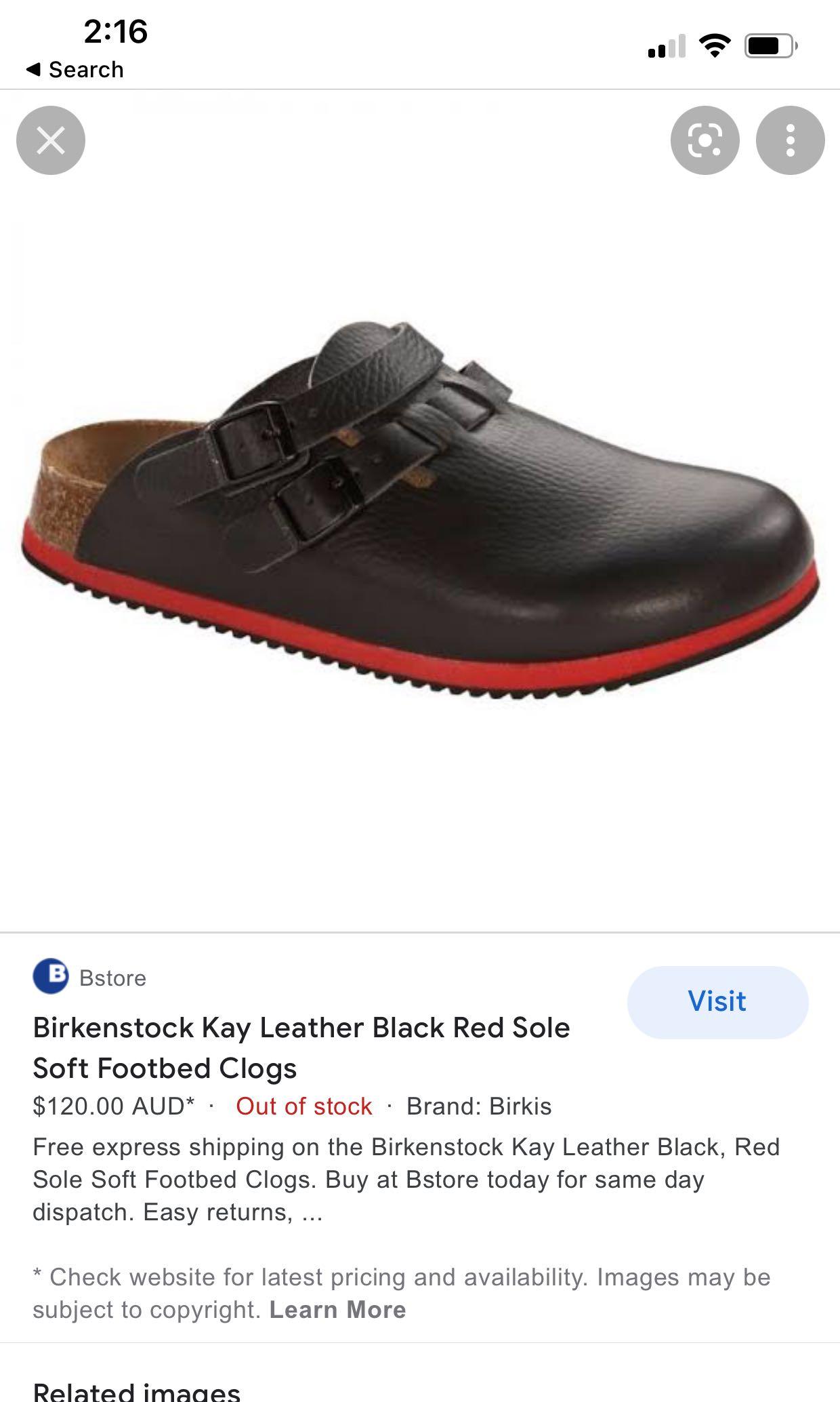 birkenstock kay leather black red sole soft footbed clogs