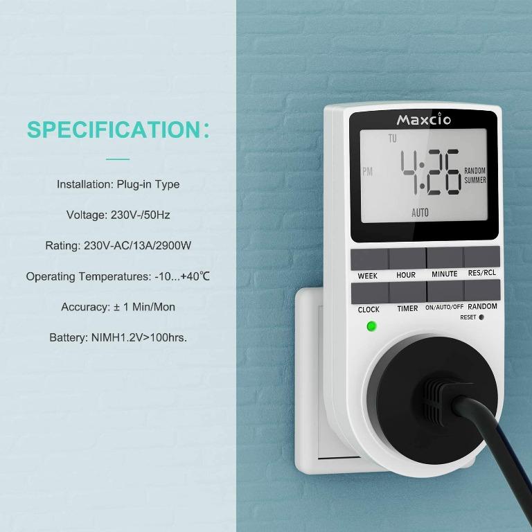 [C3171] Timer Plug Socket, Maxcio Digital Light Timer Plug Switch with ...