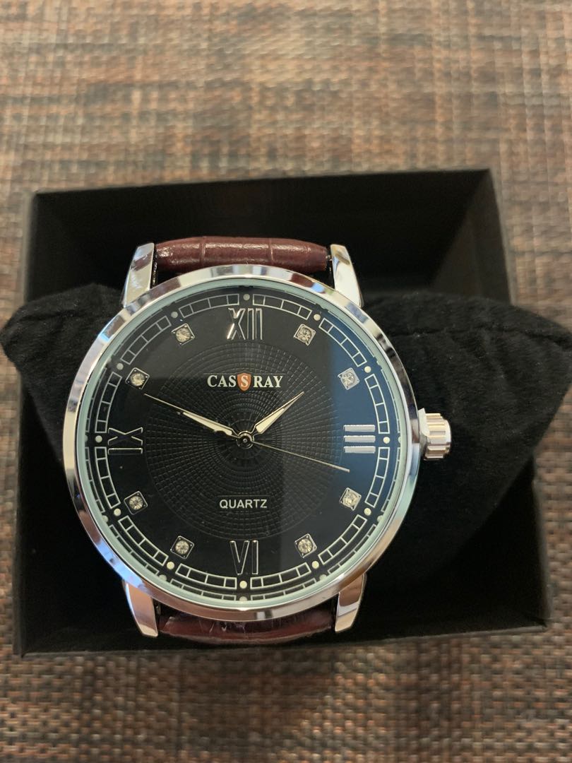 Cassray Black Dial Black Leather Strap – Approx