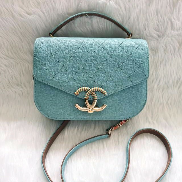 Chanel Cruise 2017 Collection Series 23 Cuba CC Three way flap bag Light  Blue, Luxury, Bags & Wallets on Carousell