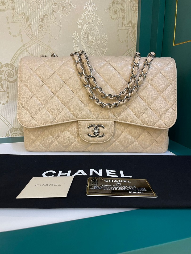 chanel jumbo single flap beige