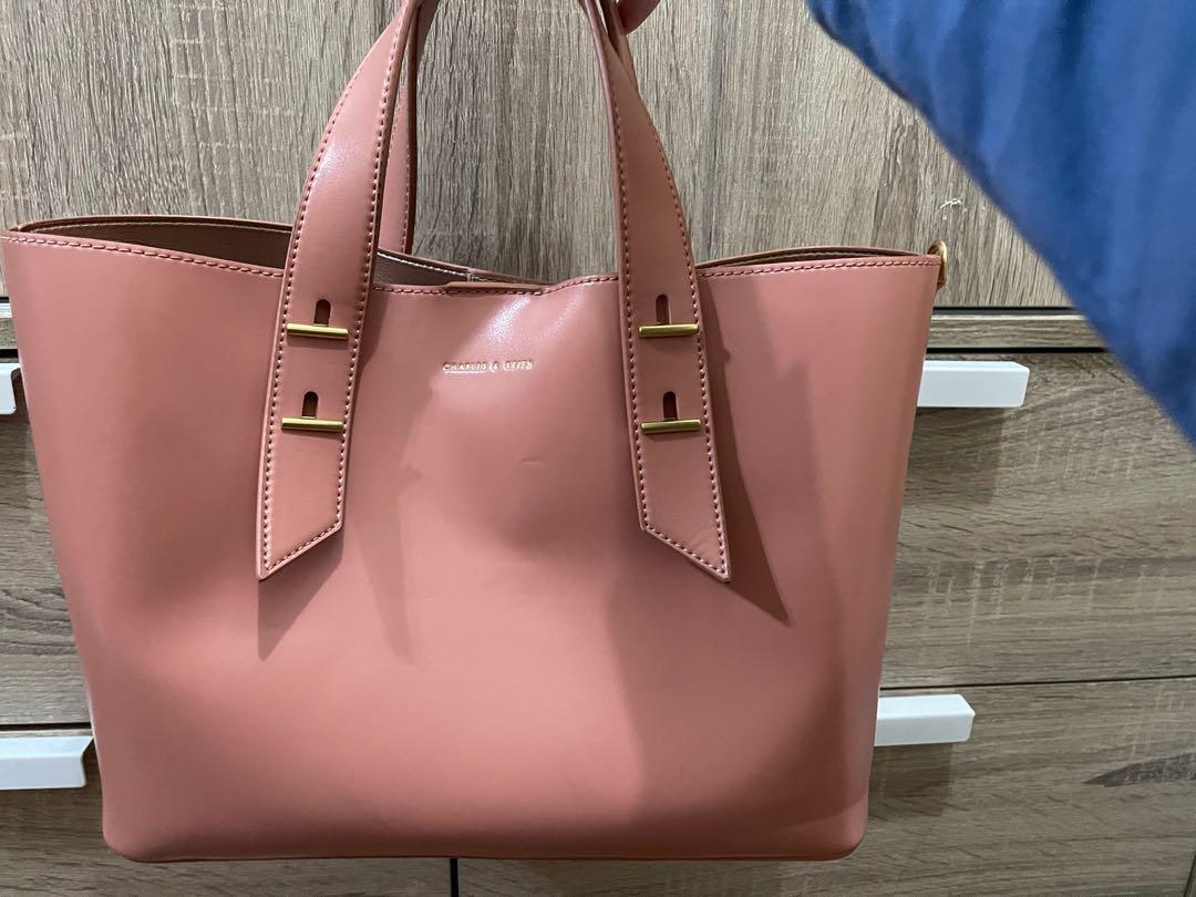 Charles Keith embellished slouchy handbag blush