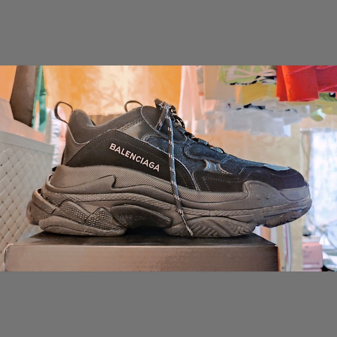 Triple S Sneakers with Suede Balenciaga 370  liked on Polyvore  featuring shoes sneakers suede trai  Suede leather shoes Lace  sneakers Womens fashion shoes