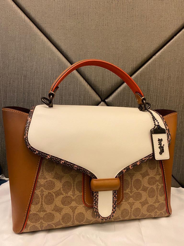 Coach courier carryall sales with snakeskin detail