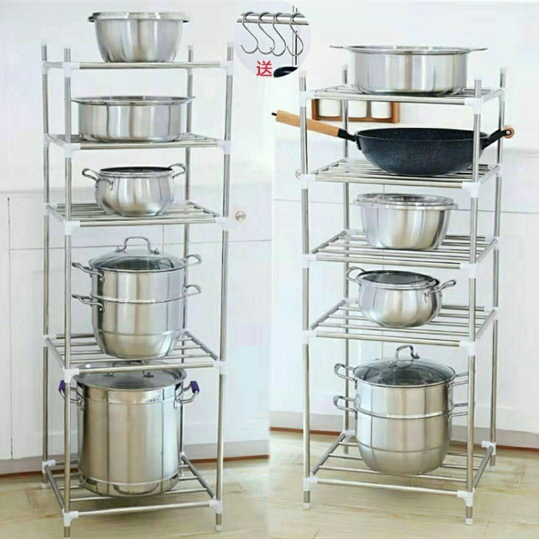 DIY Multifunctional 5 Layer Stainless Steel Kitchen Shelf Storage Rack