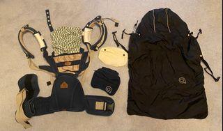 EUC I-angel baby hip seat carrier (with accessories) / baby carrier winter / rain cover