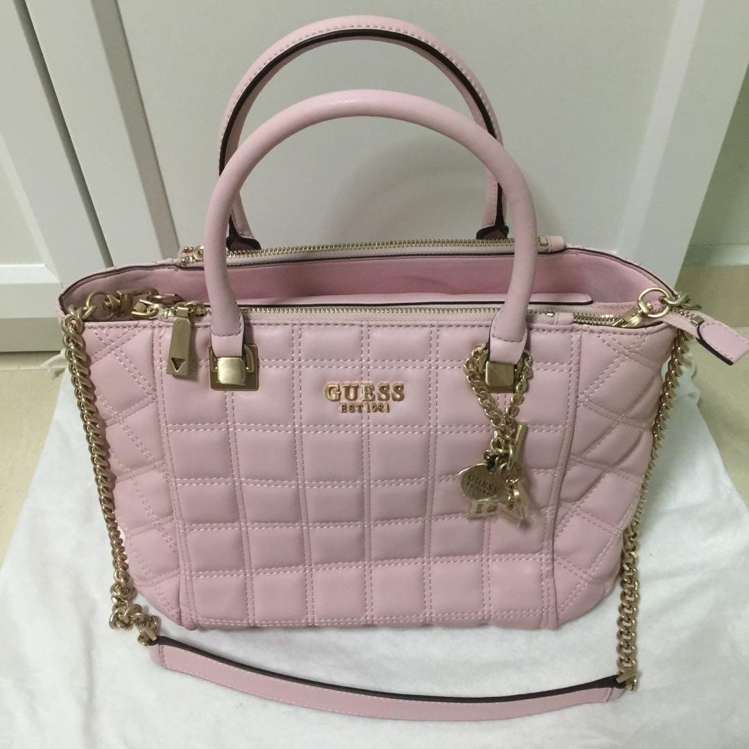 Guess Kamina Status Satchel in Pink Handbag or Crossbody Bag, Women's