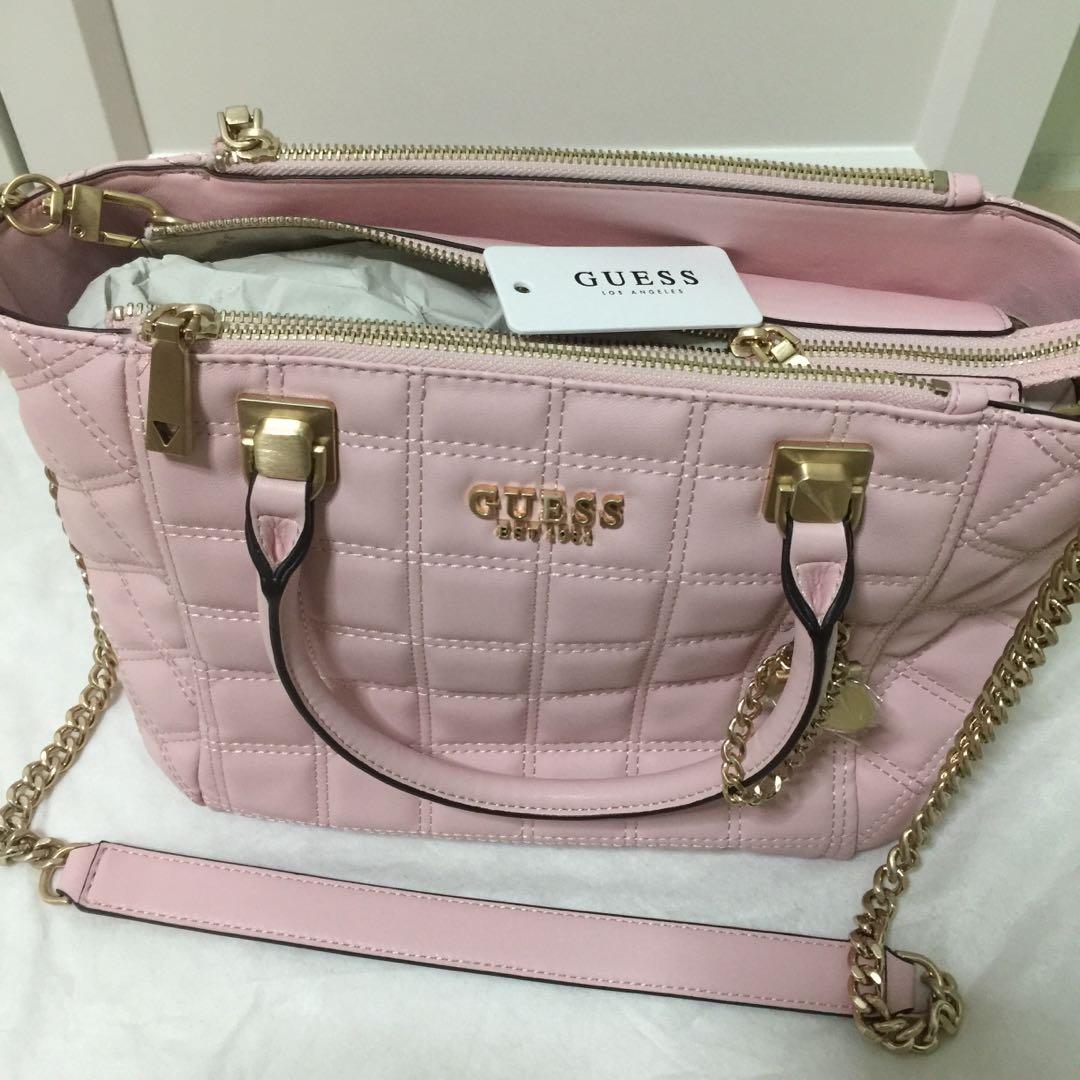 Guess Kamina Status Satchel in Pink Handbag or Crossbody Bag, Women's