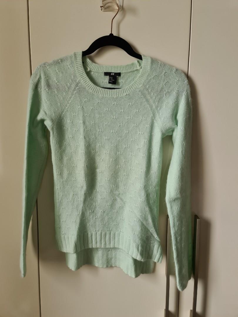 H\u0026M Mint green fuzzy sweater, Women's 