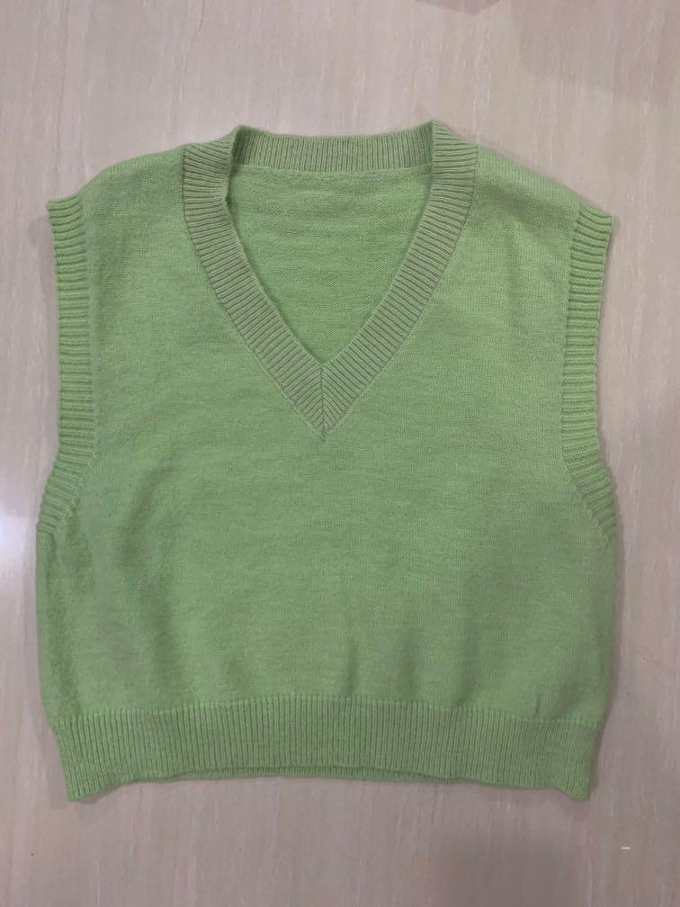 Lime green sweater vest sales