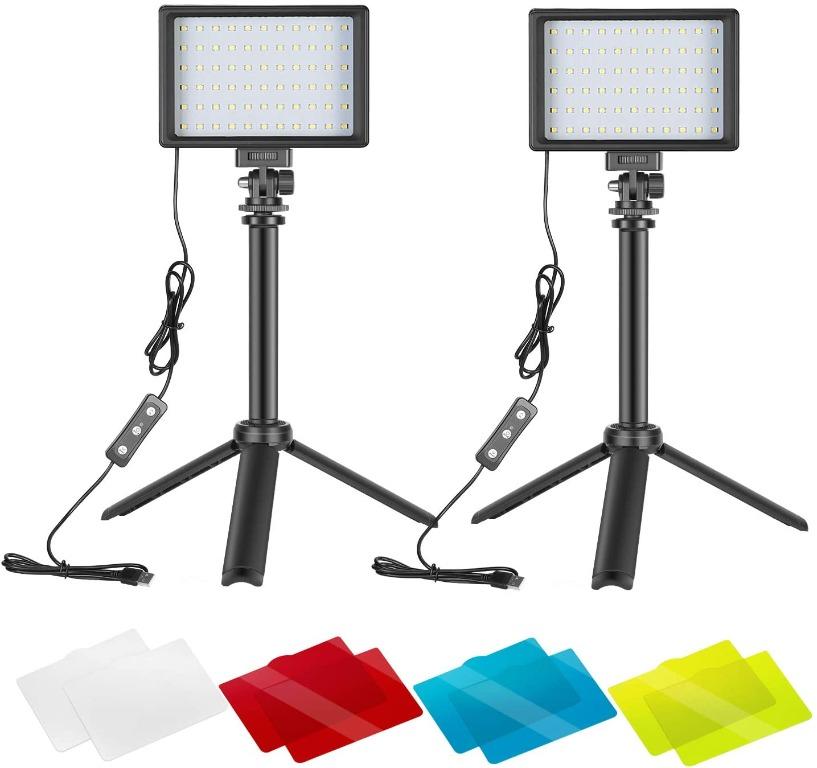 Neewer Dimmable 5600K USB LED Video Light 2-Pack with Adjustable Tripod  Stand and Color Filters for Tabletop/Low-Angle Shooting, Zoom/Video  Conference Lighting/Game Streaming/YouTube Video Photography, Photography,  Photography Accessories, Lighting ...