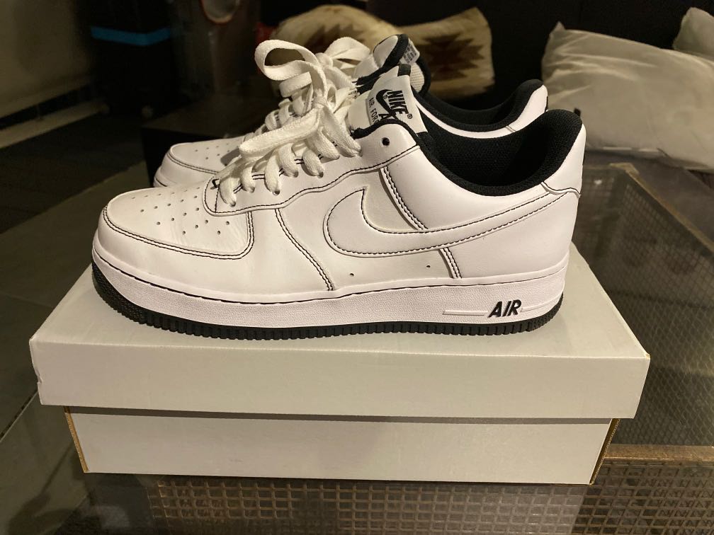 air force 1 stitch white black nike