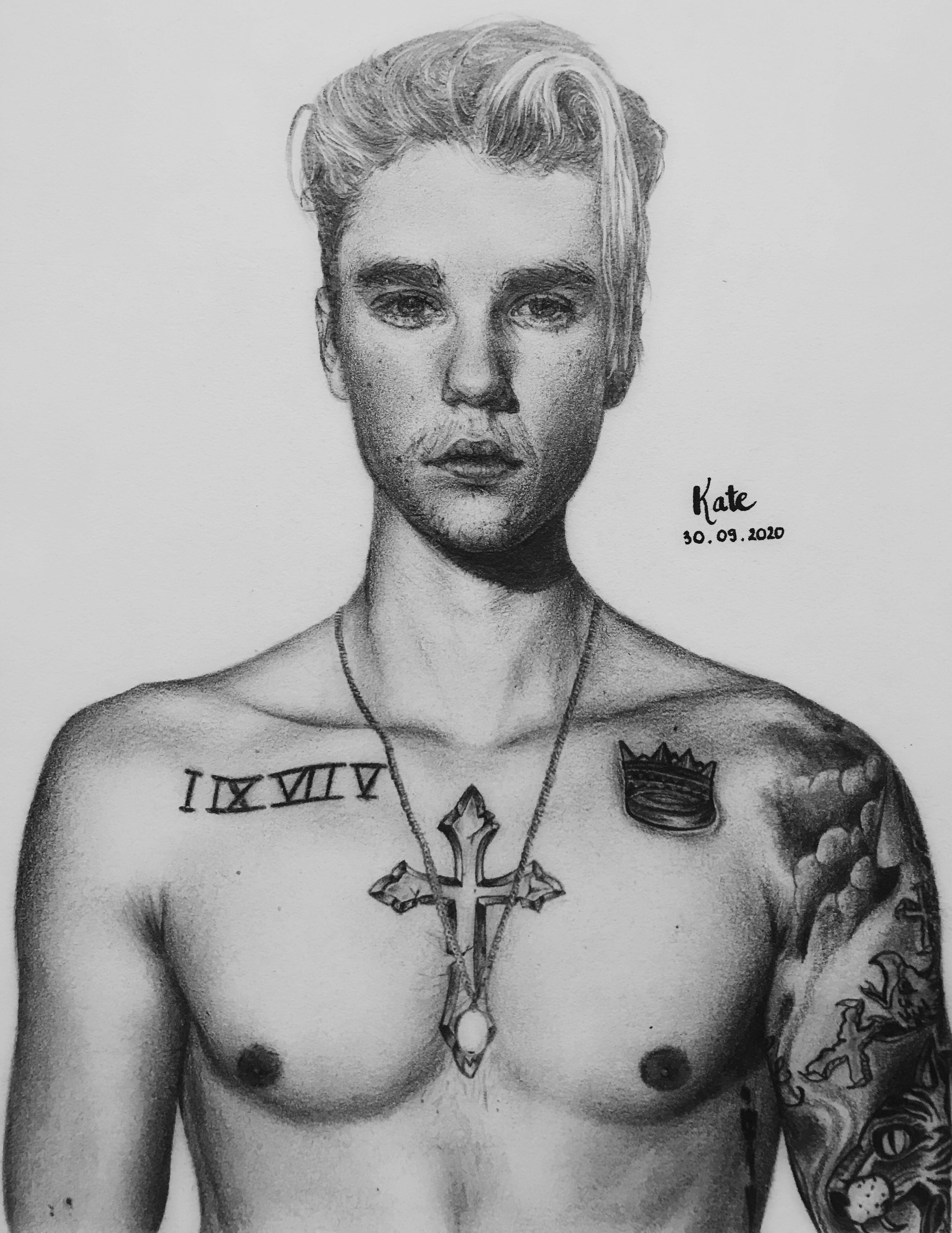 [Original Artwork] Justin Bieber drawing portrait traditional black