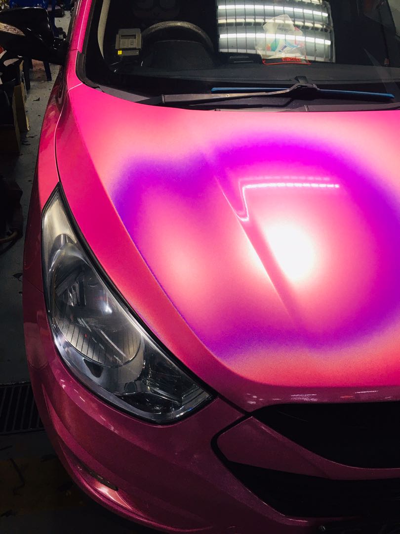 Pink holographic metallic full car wrap, Car Accessories, Car