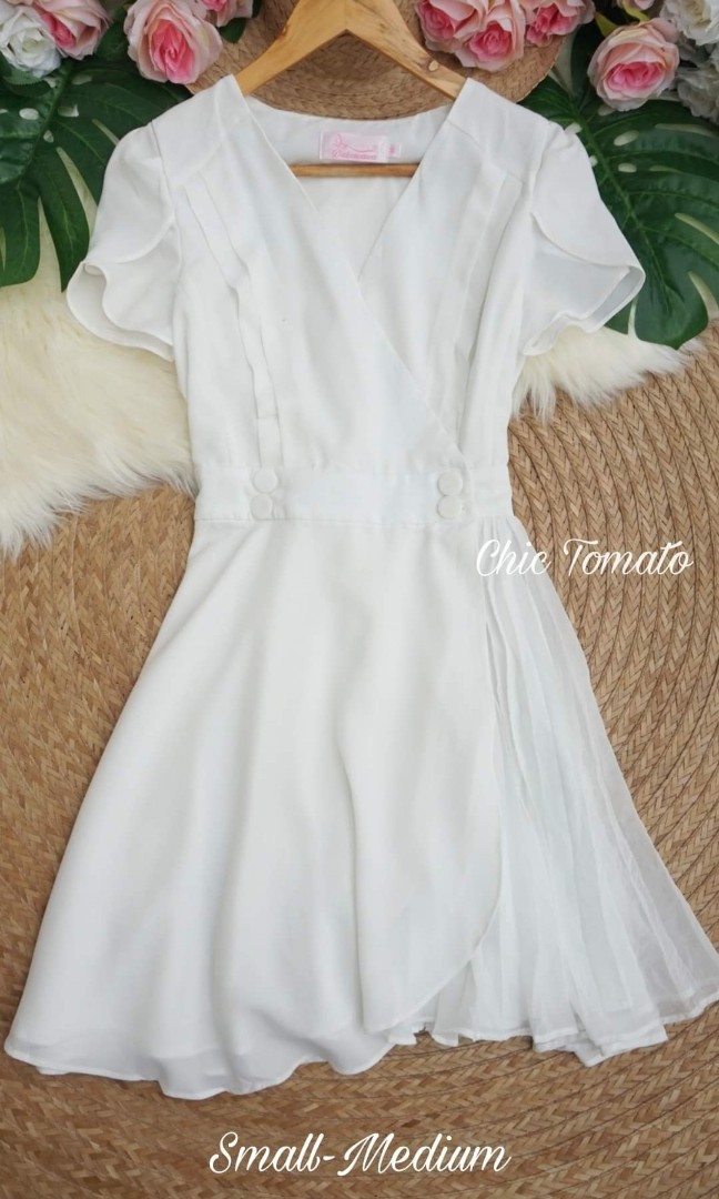 Plain white dress, Women's Fashion 
