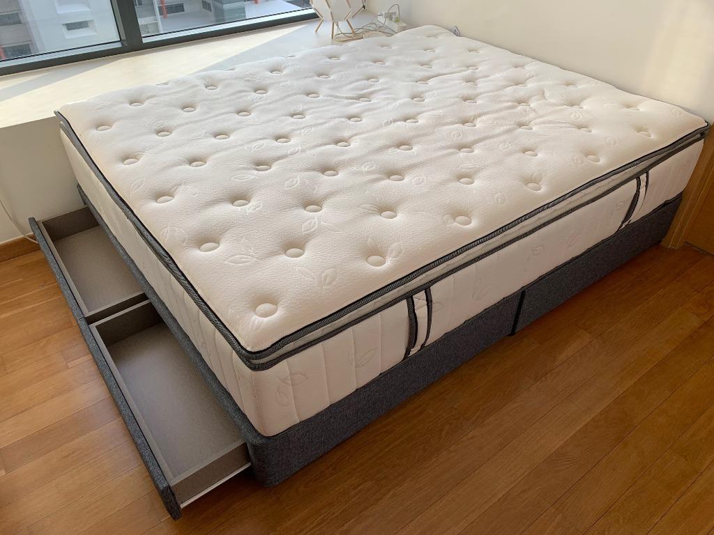 Queen size bed frame discount and mattress set for sale