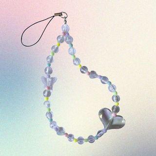 rainbow long beaded phone strap/keychain