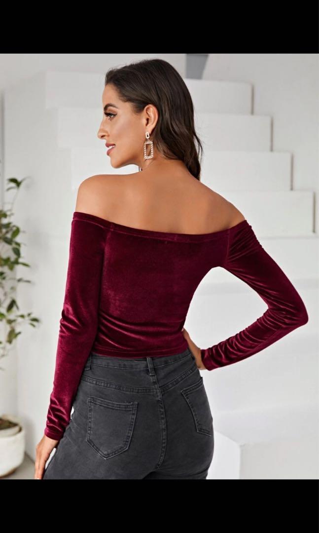 Sexy Velvet Off Shoulder Cropped Corset Shein Crop Vest For Women