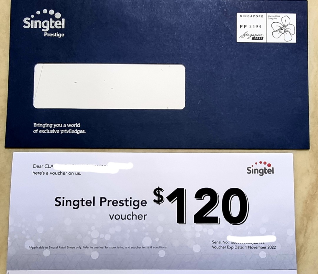 Singtel Prestige Handphone Voucher, Tickets & Vouchers, Vouchers on