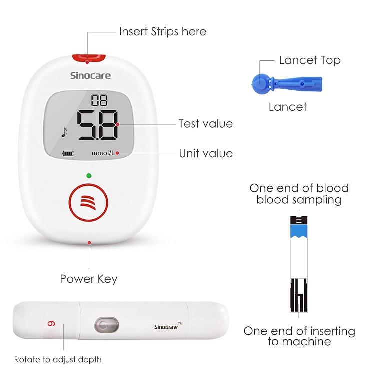 Sinocare Diabetes Testing Kit/Blood Glucose Monitor Safe AQ Voice