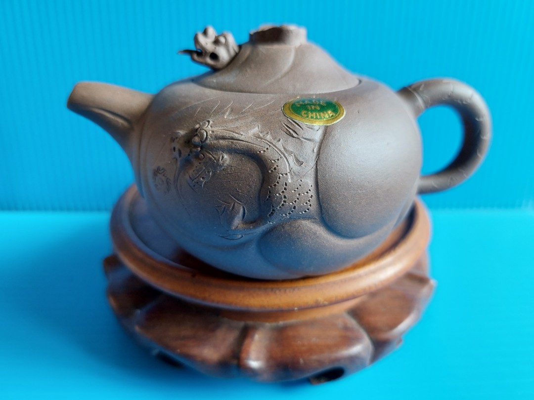 Teapot 紫砂壶- 1厂绿标小鱼化龙peter_art123, Hobbies & Toys 