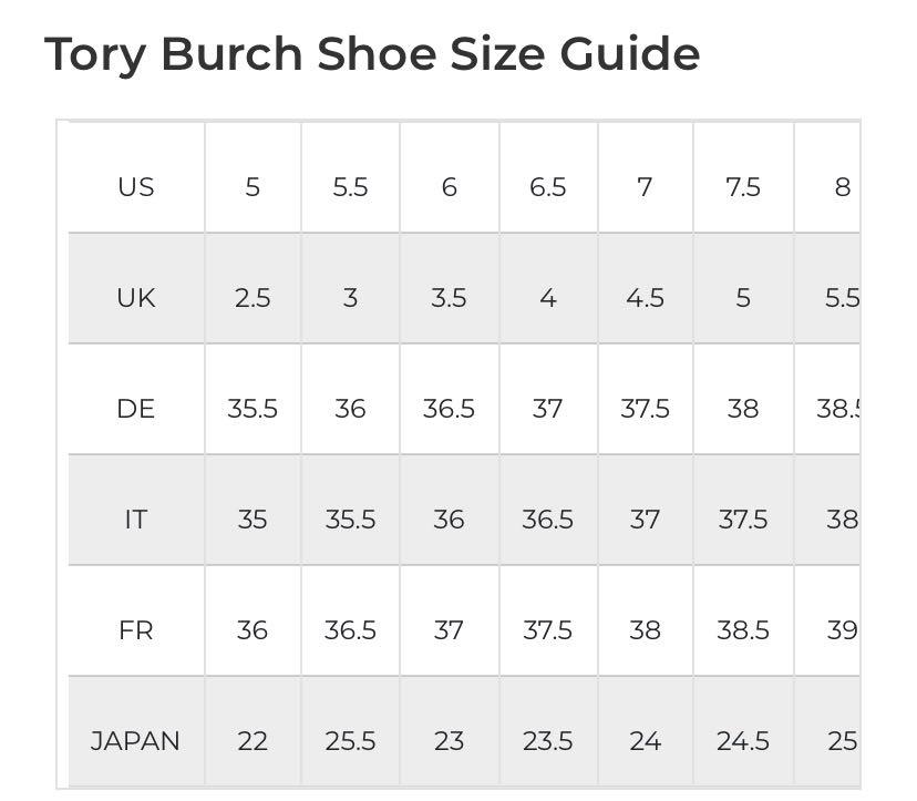 Tory burch shoes size cheap