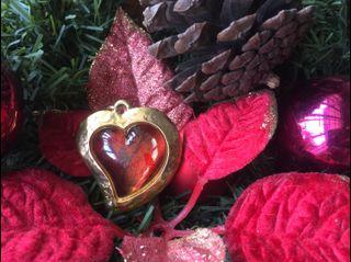 VINTAGE YVES SAINT LAURENT GOLD HEART PENDANT WITH RED CABOCHON