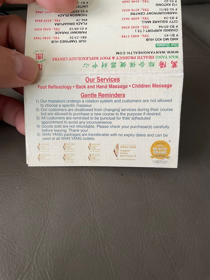 Wan Yang massage package, Tickets & Vouchers, Vouchers on Carousell