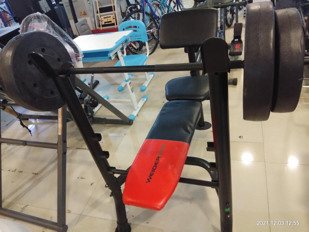 Weider pro 265 weight bencht with barbell set Mode of payment Cash