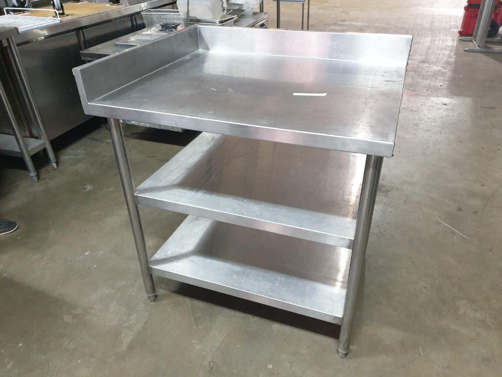 WORK TABLE 3 TIER WORKTABLE C/W BACKSPLASH STAINLESS STEEL USED ...