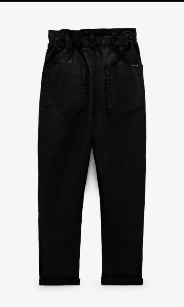 Zara coated paperbag jeans, Women's Fashion, Bottoms, Jeans on Carousell